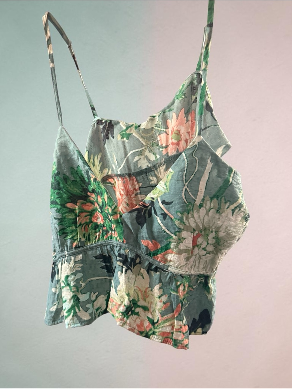 Floral Spaghetti Strap Crop Top - Ties on the Side
